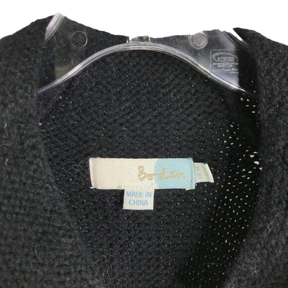 Boden Cardigan‎ Sweater Womens Size 10 Black Wool Tie Front Long Sleeve - Picture 2 of 7